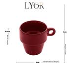 Xícara De Café Empilhável Lyor Vermelha De Ceramica 90ml