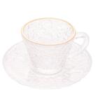 Xícara De Café Petra Cristal Com Pires E Borda Dourada 70ml