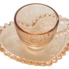 Xícara De Chá Com Pires De Coração Ambar Cristal 170ml Lyor