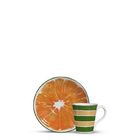 Xícara De Chá Com Pires Frutas Laranja