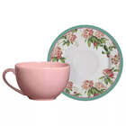 Xícara De Cha Com Pires Rosa Suave Sweet Vintage
