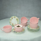 Xícara De Cha Com Pires Rosa Suave Sweet Vintage