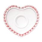 Xícara De Chá Cristal Coração Borda Rosa 170ml E Pires Lyor