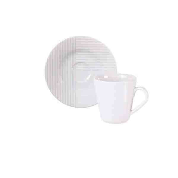 Xícara E Pires De Café Grid Porcelana Decorada 70 Ml Tramonti