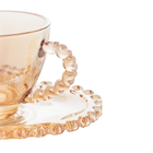 Xícara P/café C/ Pires Cristal Coração Âmbar Metalizado 80ml