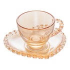 Xícara P/café C/ Pires Cristal Coração Âmbar Metalizado 80ml