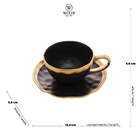 Xícara P/Chá C/Pires de Porcelana Preto Fosco/Dourado Dubai 2