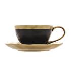 Xícara P/Chá C/Pires de Porcelana Preto Fosco/Dourado Dubai 2