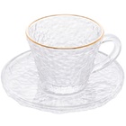 Xicara Para Cafe De Cristal Borda Dourada E Pires Petra 70ml