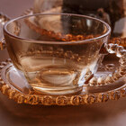 Xícara Para Chá Em Cristal Lyor Coração 170ml Âmbar Metalizado