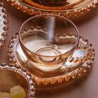 Xícara Para Chá Em Cristal Lyor Coração 170ml Âmbar Metalizado