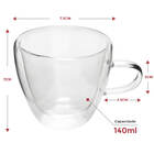 Xícara Parede Dupla De Vidro Café 120ml 2 Peças