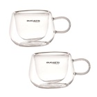 Xícaras Vidro De Café Parede Dupla Com Alça 2 Peças De100ml