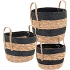 Zagora Cesta Decorativa Organizadora Cachepô Fibra Preto 3 Pe