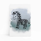 Zebra Desenho Animais Cinza Infantil Quadro Canvas 100x70cm