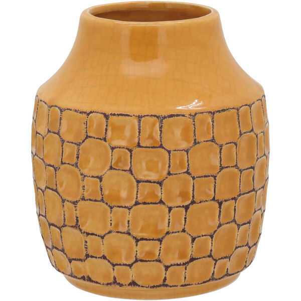 Zimbeu Vaso Decorativo Enfeite 19x14x14cm Cerâmica Amarelo