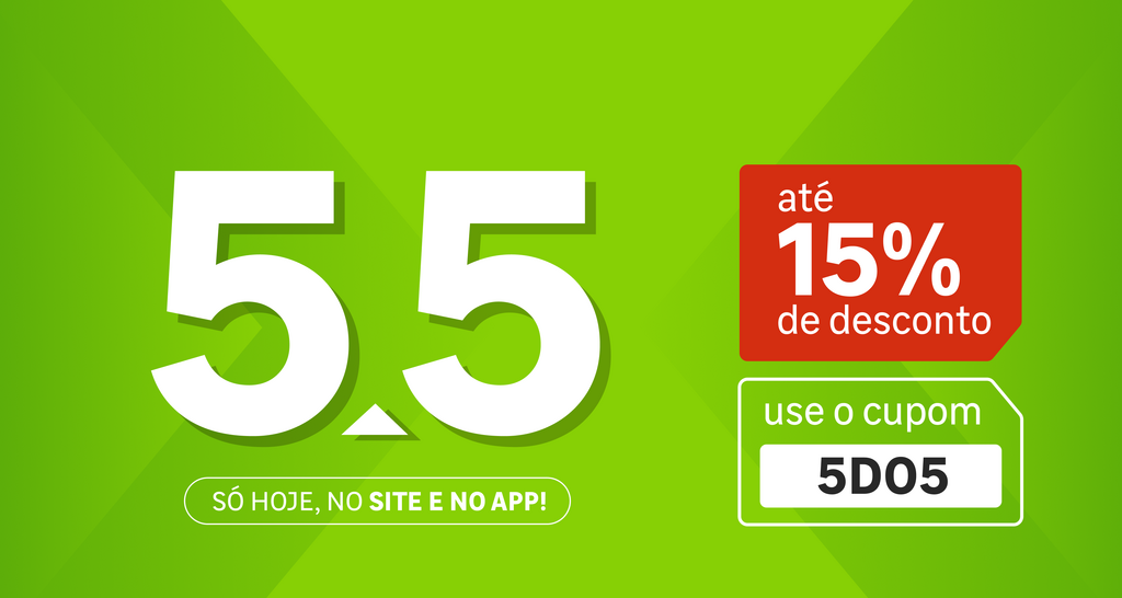 72h de 55 cupom 5DO5 com 15OFF