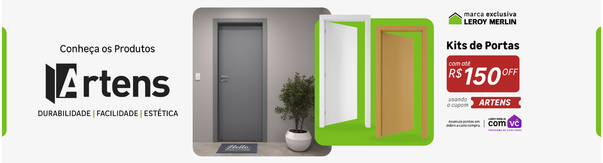 Kits de Porta Artens com R$ 150 OFF (cupom ARTENS + 2x pontos)